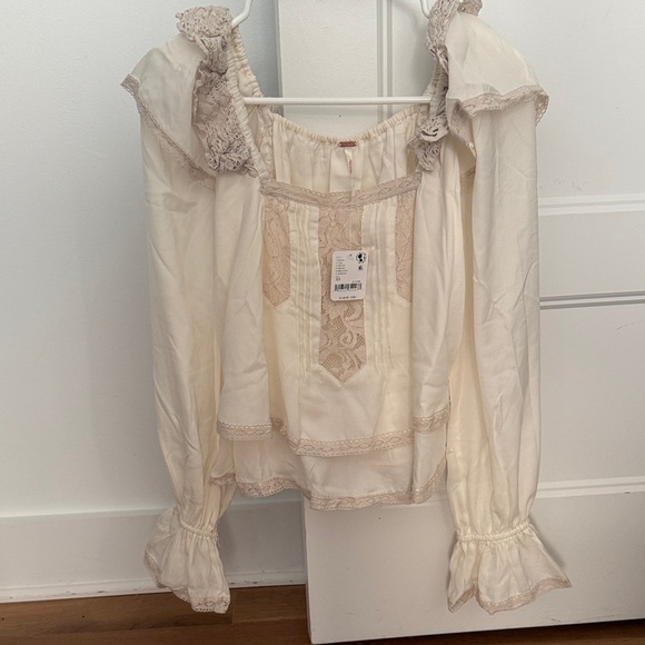 Free People Tops - Free People Cream Lace Detail Blouse
